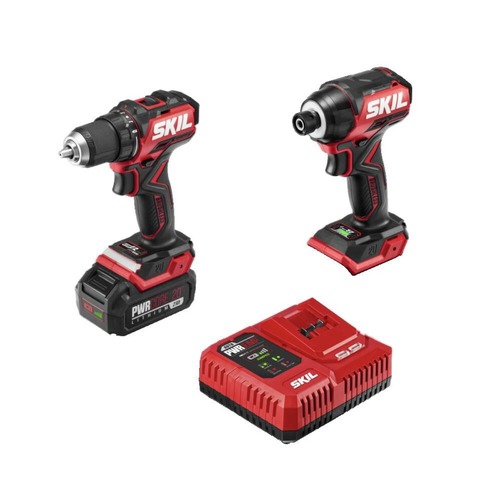  | Skil CB8437B-10 20V PWRCORE 20 Brushless Compact Lithium-Ion Cordless Drill Driver and Impact Driver Combo Kit (2 Ah) image number 0