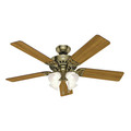 Ceiling Fans | Hunter 53063 52 in. Studio Traditional Antique Brass Walnut Indoor Ceiling Fan with 4 Lights image number 2