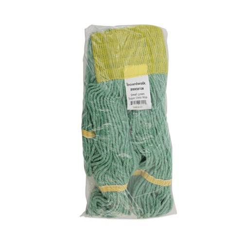 Office Jansan | Boardwalk BWK501GN 5 in. Headband Super Loop Cotton/Synthetic Fiber Wet Mop Head - Small, Green (12/Carton) image number 0