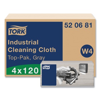 Tork 1-Ply 16.34 in. x 14 in. Industrial Cleaning Cloths - Gray (4 Packs/Carton)