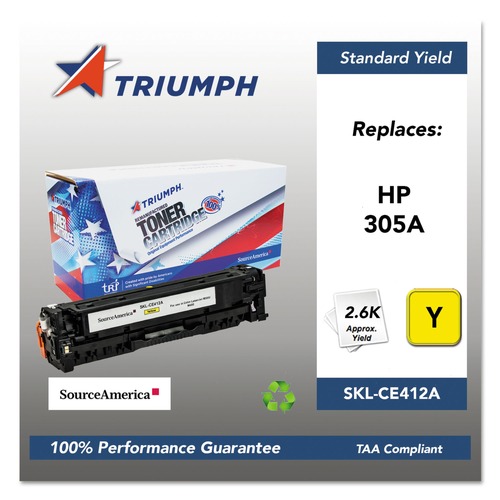 Ink & Toner | Triumph SKL-CE412A Remanufactured CE412A (305A) 2,600 Page-Yield Toner - Yellow image number 0