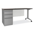 Office Desks & Workstations | Alera 26116 Modern Teacher Series 60 in. x 24 in. x 28.75 in. Left-Side Pedestal: Box/Box/File Pedestal Desk - Charcoal Woodgrain/Gray image number 1