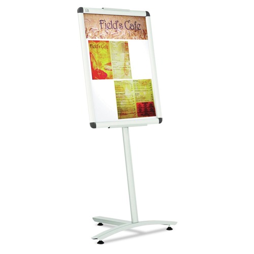Office Jansan | Quartet LCF2418 18 in. x 24 in. Frame, 54 in. High Improv Lobby Clip-Frame Pedestal Sign - Aluminum image number 0