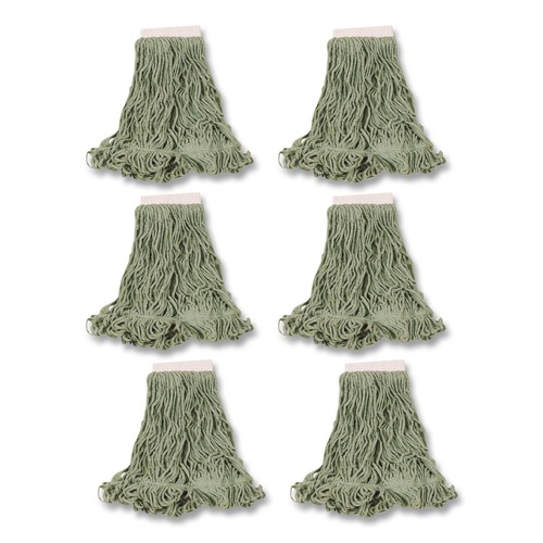 Mops | Rubbermaid Commercial FGD25306GR00 Super Stitch Blend Cotton/Synthetic Mop Head - Large, Green (6/Carton) image number 0