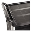  | Rubbermaid Commercial FG409300BLA 40.63 in. x 20 in. x 37.81 in. 300 lbs. Capacity 3 Shelves Plastic Xtra Utility Cart with Enclosed Sides and Back - Black image number 1