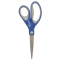 Office & Office Supplies | Westcott 17837 8 in. Long 3.25 in. Cut Length Scissors with Antimicrobial Protection - Straight Blue/Gray Handle (3/Pack) image number 1