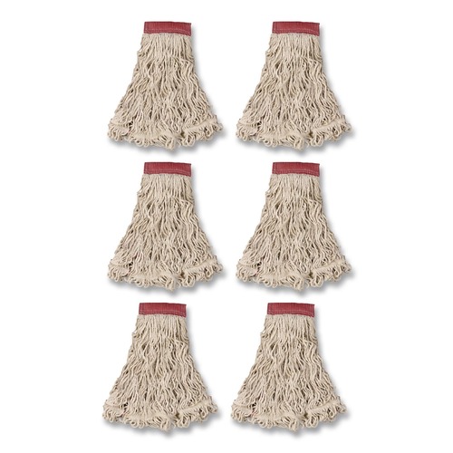 Mops | Rubbermaid Commercial FGC11306WH00 Cotton/Synthetic Swinger Loop Wet Mop Heads - Large, White (6/Carton) image number 0