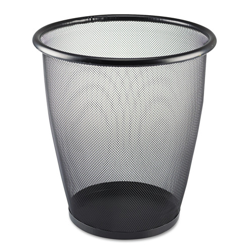 Trash Cans | Safco 9717BL Onyx 13 in. x 14.5 in. 5 Gallon Round Steel Mesh Wastebasket - Black image number 0