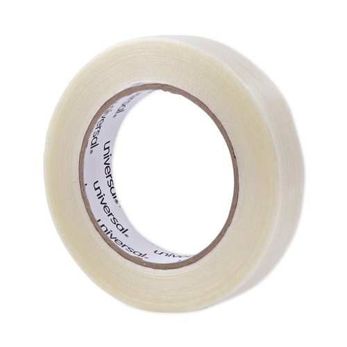 Office Jansan | Universal UNV30024 3 in. Core 24 mm. x 54.8 m. #120 Utility Grade Filament Tape - Clear (1-Roll) image number 0