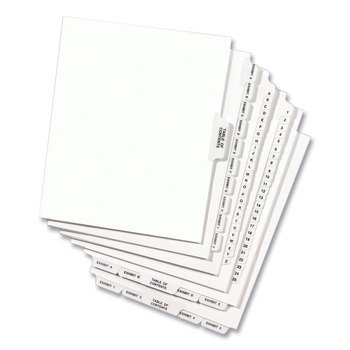 Avery 11 x 8.5 Preprinted Legal Exhibit 70 Side Tab Index Dividers - White (25/Pack)