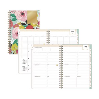 Blue Sky 8 in. x 5 in. 12-Month (Jul 2025-Jun 2026) Day Designer Secret Garden Mint Weekly/Monthly Notes Planner