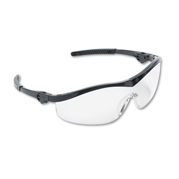 SAFETY GLASSES | MCR Safety ST110 Storm Black Nylon Frame Wraparound Safety Glasses - Clear Lens (12-Piece/Box)
