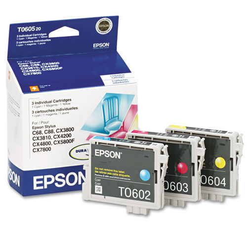 Ink & Toner | Epson T060520-S T060520-S (60) 1,350 Page-Yield Ink - Cyan/Magenta/Yellow (3/Pack) image number 0