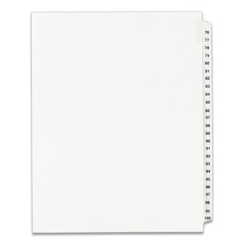 Avery 11 in. x 8.5 in. 25-Tab 76 to 100 Avery Style Preprinted Legal Exhibit Side Tab Index Dividers - White (1-Set)