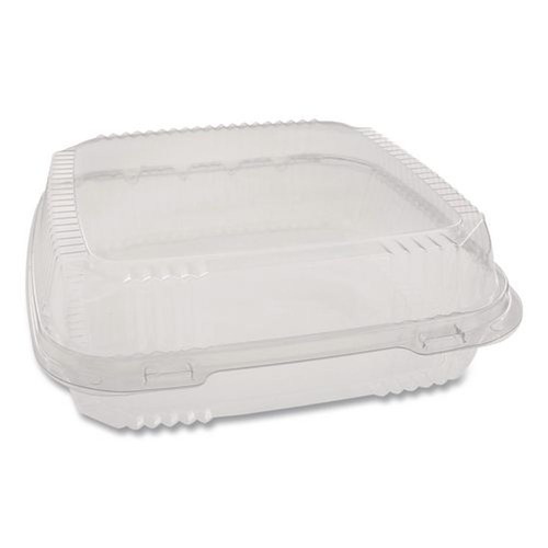 Food Trays, Containers, and Lids | Pactiv Corp. YCI811100000 Clearview Smartlock 9.22 in. x 8.88 in. x 2.91 in. Hinged Lid Containers - Clear (200/Carton) image number 0