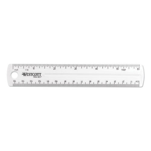 Office Jansan | Westcott 45016 6 in. Long Standard/Metric Transparent Shatter-Resistant Plastic Ruler - Clear image number 0