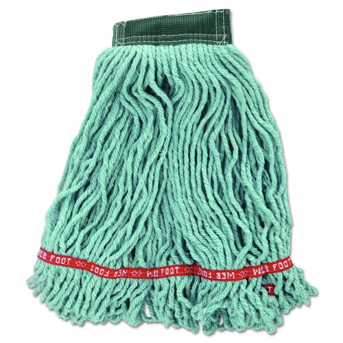 Mops | Rubbermaid Commercial FGA25206GR00 6-Piece Web Foot Shrinkless Medium Cotton/Synthetic Wet Mop Head (Green) image number 0