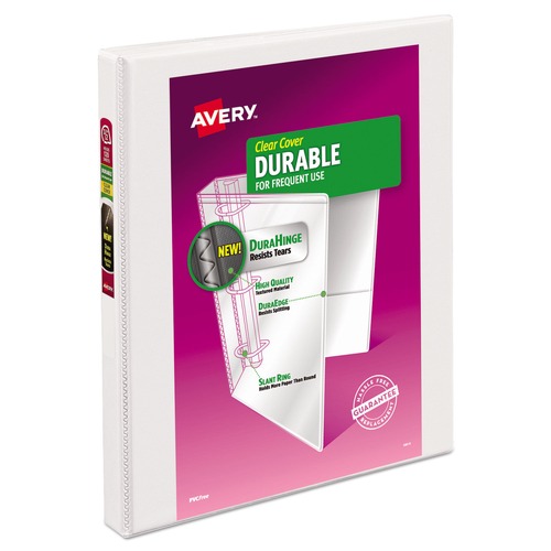 Office Jansan | Avery 17002 11 in. x 8.5 in. 0.5 in. Capacity 3-Rings Durable View Binder with DuraHinge and Slant Rings - White image number 0