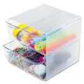 Office Jansan | Deflecto 350301 6 in. x 7.2 in. x 6 in. 4 Compartments 4 Drawers Stackable Plastic Cube Organizer - Clear image number 7