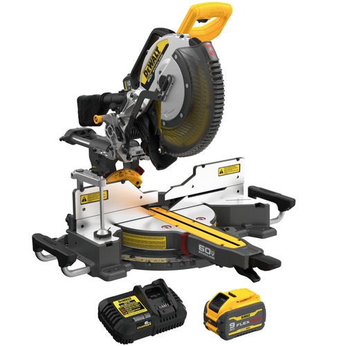 Miter Saws | Dewalt DCS781X1 60V MAX Brushless Lithium-Ion 12 in. Cordless Double Bevel Sliding Miter Saw Kit (9 Ah) image number 0