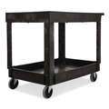 Utility Carts | Rubbermaid Commercial FG9T6700BLA 2 Shelves Plastic 500 lbs. Capacity 24 in. x 40 in. x 31.25 in. Service/Utility Carts - Black image number 1