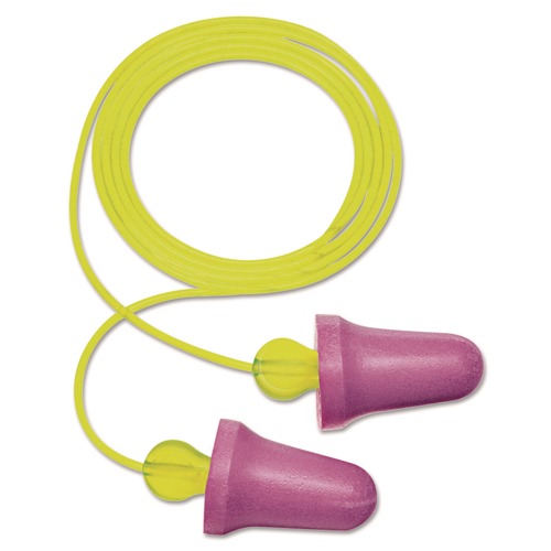 Ear Plugs | 3M P2001 No-Touch 29 dB NRR Corded Push-to-Fit Single-Use Earplugs - Purple/Yellow (100/Box) image number 0