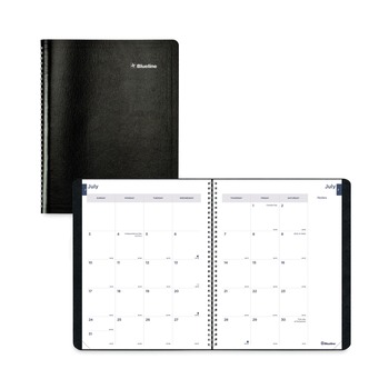 Blueline 11 in. x 8.5 in. 14-Month (Jul 2025-Aug 2026) Academic Monthly Planner - Black Cover