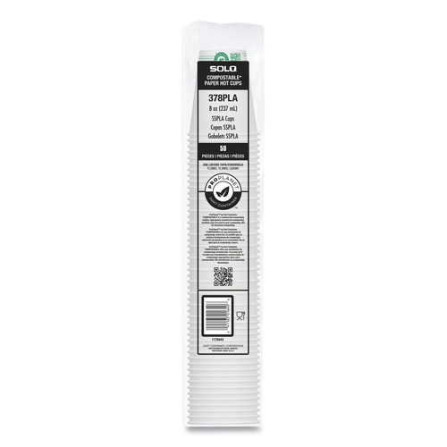 Food Service | SOLO 378PLA-PLANET 8 oz. Compostable Paper Hot Cups - White/Green (50/Pack) image number 0