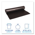 Trash Bags | Boardwalk H8048EKKR01 40 in. x 48 in. 45 gal. 1 mil Recycled Low-Density Polyethylene Can Liners - Black (100/Carton) image number 3