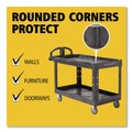  | Rubbermaid Commercial FG454600BLA 26 in. x 55 in. x 33.25 in. 750 lbs. Capacity 2 Lipped Shelves Heavy-Duty Plastic Utility Cart - Black image number 7