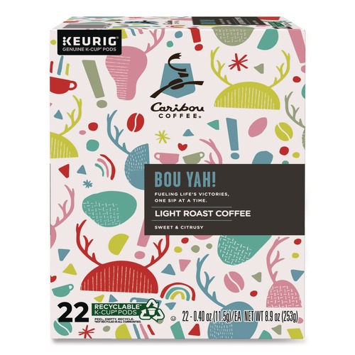 Bulk Savings Pricing 2 | Caribou Coffee 5000368779 Bou Yah Light Roast K-Cup Pods (22/Box) image number 0