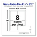 Label & Badge Holders | Avery 74461 3.5 in. x 2.25 in. Top Load Clip-Style Badge Holder with Laser/Inkjet Insert - White (100/Box) image number 1