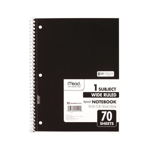 Office Jansan | Mead 05510 (70) 10.5 in. x 7.5 in. Sheets 1-Subject Wide/Legal Rule Spiral Notebook - Randomly Assorted Cover Color image number 0