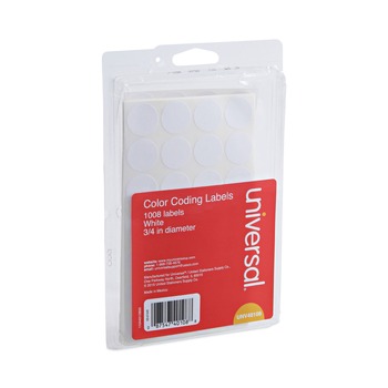 Universal 0.75 in. Diameter Self-Adhesive Removable Color-Coding Labels - White (28/Sheet, 36 Sheets/Pack)