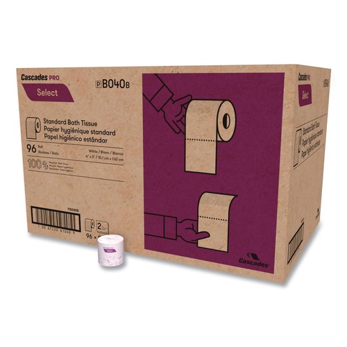 Office Jansan | Cascades PRO B040 4 in. x 3.19 in. 2-Ply Select Standard Bath Tissue - White (96/Carton) image number 0