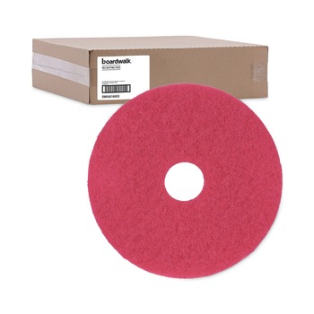 Boardwalk 16 in. Diameter Buffing Floor Pads - Red (5/Carton)