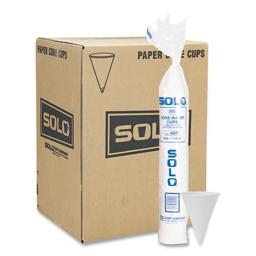 Beat the Heat Sale | SOLO 4BR-2050 Cone Water Cups, Cold, Paper, 4oz, White (200/Bag, 25 Bags/Carton) image number 0