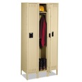 Desktop Organizers | Tennsco STS-121872-3-SND Single-Tier Locker with Legs Three Lockers with Hat Shelves and Coat Rods 36w x 18d x 78h Sand image number 0