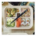 Food Trays, Containers, and Lids | World Centric TR-SC-BB-LFS 5-Compartment 12 in. x 9.5 in. x 2 in. Bento Box Paper Fiber Containers - Natural (300/Carton) image number 2