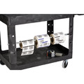 Utility Carts | Rubbermaid Commercial FG452088BLA Heavy-Duty 2-Shelf 750 lbs. Capacity 25-1/4 in. x 44 in. x 39 in. Utility Cart - Black image number 12