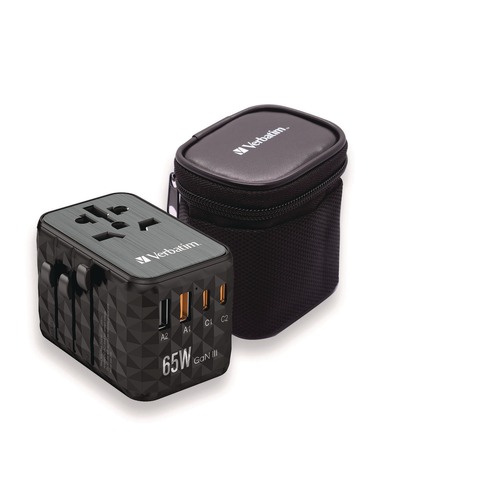 Office Electronics & Batteries | Verbatim 32120 UTA-05 Gan III 2-USB-A/2-USB-C/Quick Charge 4plus Universal Travel Adapter image number 0