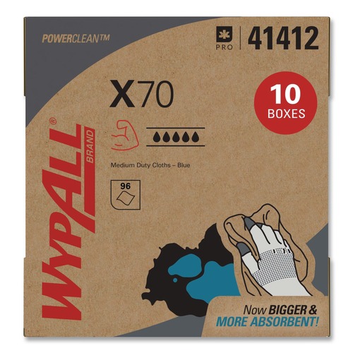 Cleaning & Janitorial Supplies | WypAll 41412 X70 9-1/10 in. x 16-4/5 in. Cloths - Blue (100/Box 10 Boxes/Carton) image number 0