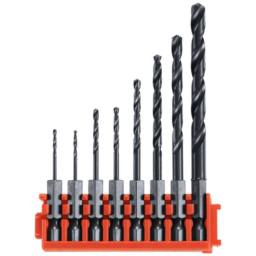 Bits and Bit Sets | Bosch CCSDV08 8-Piece Impact Tough Black Oxide Drill Bits with Clip for Custom Case System image number 0