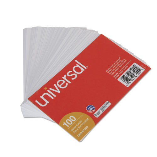  | Universal UNV47200EE 3 in. x 5 in. Index Cards - Unruled, White (100/Pack) image number 0