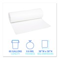 Cleaning & Janitorial Supplies | Boardwalk H7658HWKR01 38 in. x 58 in. 60 gal. Low-Density Waste Can Liners - White (100/Carton) image number 4
