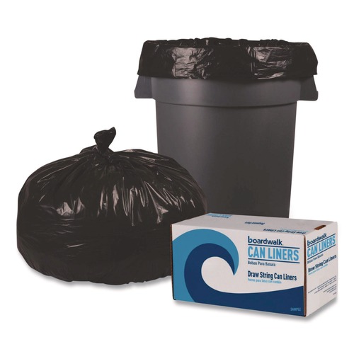 Trash Bags | Boardwalk X7658SKKK01 Reprocessed Resin Can Liners, 60 gal, 1.2 mil, 38 x 58, Black, 50 Rolls/Carton image number 0