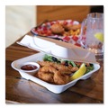 Food Trays, Containers, and Lids | Eco-Products EP-HC93NFA Vanguard 9 in. x 9 in. x 3 in. 3-Compartment Renewable and Compostable Sugarcane Clamshells - White (200/Carton) image number 7