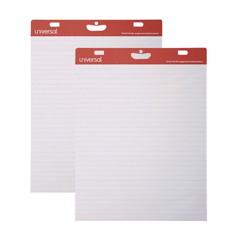 Office Jansan | Universal UNV45602 27 in. x 34 in. Renewable Resource Sugarcane Based Easel Pads - Ruled, White (50 Sheets/Pad, 2 Pads/Carton) image number 0