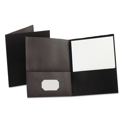 Office Jansan | Oxford 57506EE Twin-Pocket Folder Embossed Leather Grain Paper - Black (25/Box) image number 0
