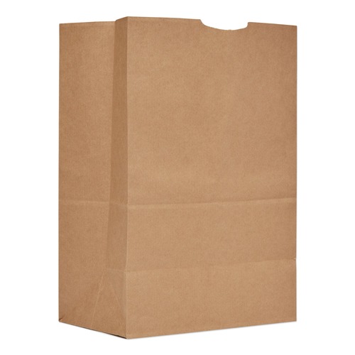 Cleaning & Janitorial Supplies | General 80075 12 in. x 7 in. x 17 in. 52 lbs. Capacity 1/6 BBL Grocery Paper Bags - Kraft (500/Bundle) image number 0